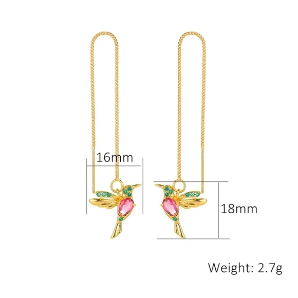 🎈New Hummingbird Gold Dangler Earrings - Picture 4 of 4